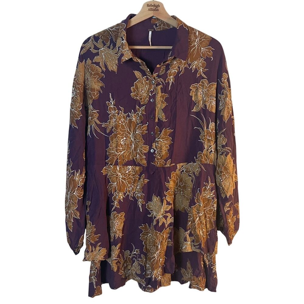 Free People Shake It Floral Printed Mini Dress Berry Combo Sz Small Boho EUC - Picture 3 of 11